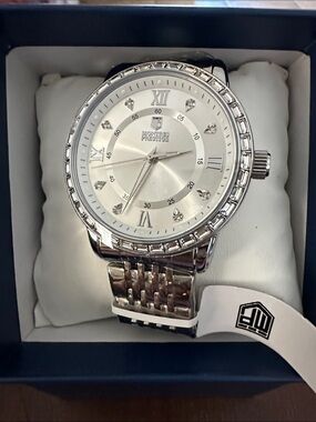 Invicta Silver Crystal-Accent Stainless Steel Bracelet Watch